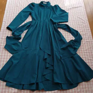 AND-COUTURE 롱 원피스 긴팔 그린 가을/겨울 사이즈 F