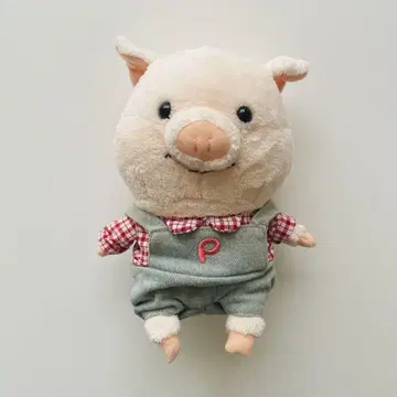 푸통 봉제 인형 오버롤 돼지