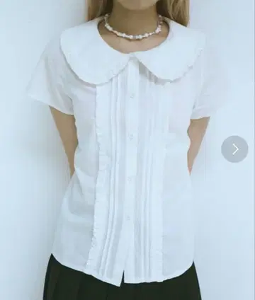 [ FEKETE ] 프릴 라운드 칼라 셔츠