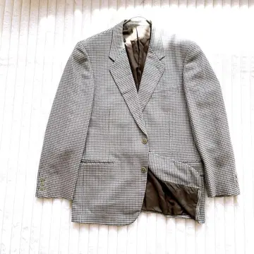 GLENOVER 테일러드 자켓 L 상당 베이지 & 그린 계열 체크 무늬