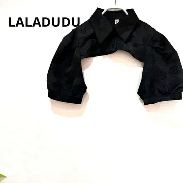 LALADUDU 볼레로 카라 부착 꽃무늬 5분 길이 반팔 심플 세레모니
