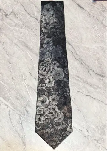 폴스미스 런던 90s 빅 플로럴 꽃무늬 자수 넥타이 그레이