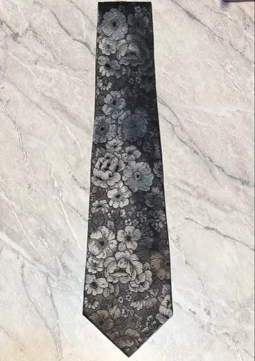 폴스미스 런던 90s 빅 플로럴 꽃무늬 자수 넥타이 그레이
