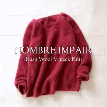 정가 17600엔 NOMBRE IMPAIR 브러시 울 V 니트 핑크