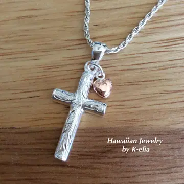 하와이안 주얼리 핑크 하트 with 크로스 탑