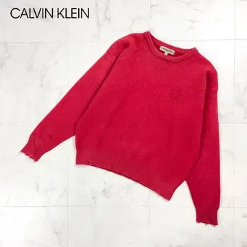 캘빈클라인 스포츠 90s 로고 자수 크루넥 니트 빨간색 M*GD344