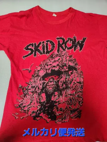SKID ROW 레드 T셔츠 M 사이즈 1991년 제조