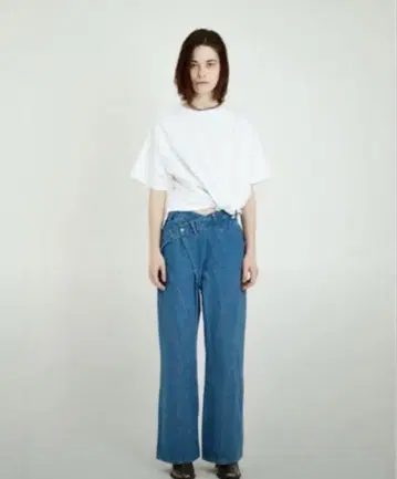 viavanda 스트랩 와이드 데님 팬츠 M 사이즈