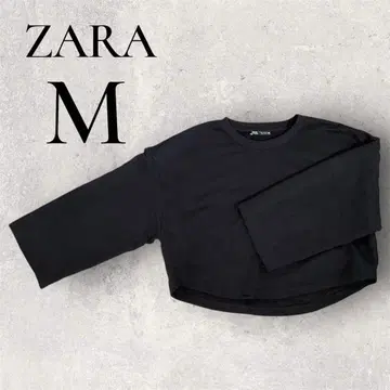 선착순 ZARA 자라 [ M ] 블랙 크롭 맨투맨 속기모