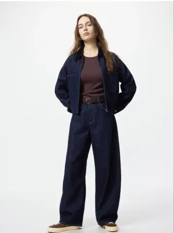 UNIQLO 배기 커브 청바지 25 NAVY