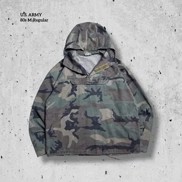 vintageU.S. ARMY BDU 우드랜드 카모 아노락 후드티 80s