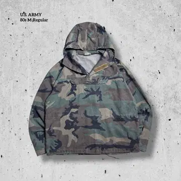 vintageU.S. ARMY BDU 우드랜드 카모 아노락 후드티 80s