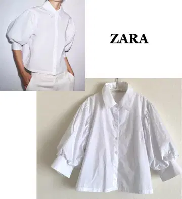 자라 폴린 벌룬 슬리브 셔츠