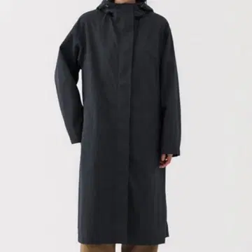 무인양품 발수 후드 부착 코트 여성용 S 네이비