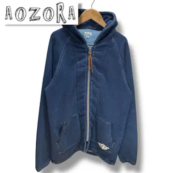 새상품급 AOZORA 인디고 지퍼 후드티 사이즈 5