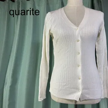 quarite 화이트 V넥 가디건 F 촉감 소프트 심플