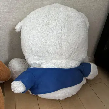 곰 봉제 인형 화이트 파랑 의류 poo 씨