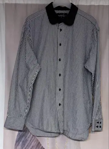 밀크보이 둥근 카라 그레이 스트라이프 클레릭 셔츠 일본제