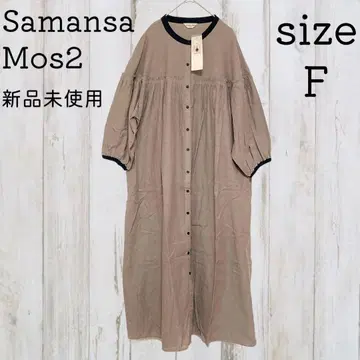 새상품 사만사 모스모스 배색 개더 원피스 롱 모카