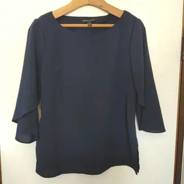 BANANA REPUBLIC 네이비 플레어 슬리브 셔츠 S