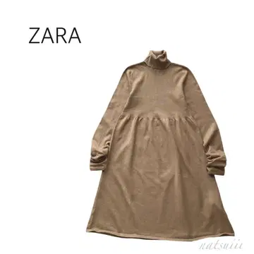 ZARA 자라 터틀넥 긴팔 니트 원피스 카멜
