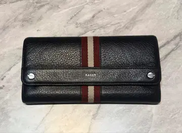 BALLY 발리 스트라이프 시그니처 슈링크 가죽 장지갑 블랙