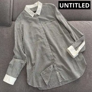 새상품급 untitled 언타이틀 스트라이프 셔츠 히든 버튼 네이비 M
