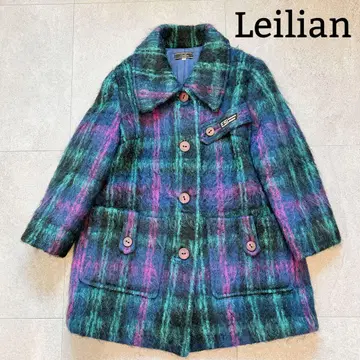 Leilian 레리안 모헤어 샤기 코트 체크 9호