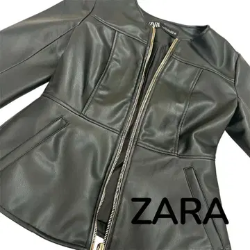 ZARA 블랙 페이크 가죽 자켓 S 밑단 플레어