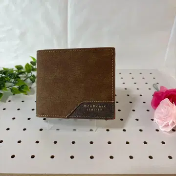 브라운 투톤 캔버스 가죽 지갑