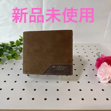 브라운 투톤 캔버스 가죽 지갑