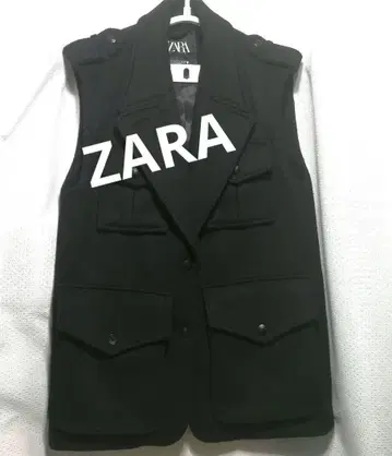 ZARA 인기 완판 울 혼방 슬리브리스 자켓 블랙 오버 사이즈