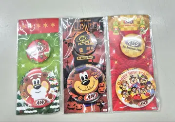 A&W 캐릭터 핀 배지 3개 세트