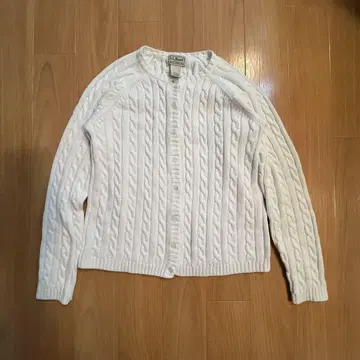 L.L.Bean 화이트 케이블 니트 가디건 XS