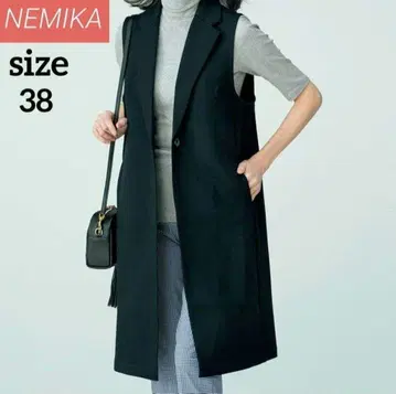 [ NEMIKA ] 롱 베스트 블랙 PUPULA 라펠 롱 베스트 일본제