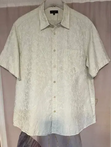 폴스미스 컬렉션 플라워 자카드 자수 꽃무늬 반팔 드레스 셔츠