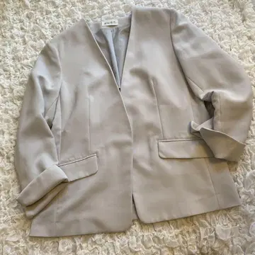 PLST 노카라 자켓 그레이 베이지 L