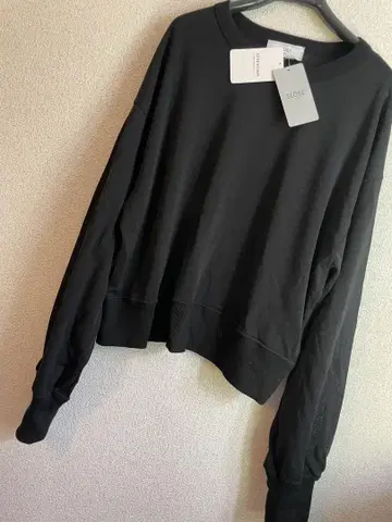SLOBE 블랙 긴팔 상의 시어 우라케 풀오버 티셔츠