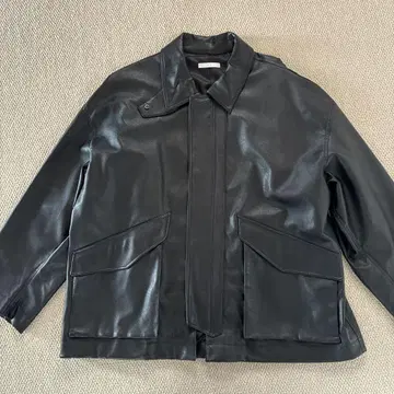 WYM 남성용 블랙 인조 가죽 자켓 오버 사이즈