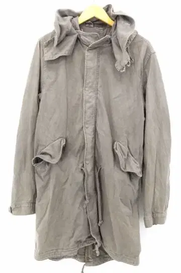 Tsumori Chisato 카키 후드 탈부착 가능 모즈 코트