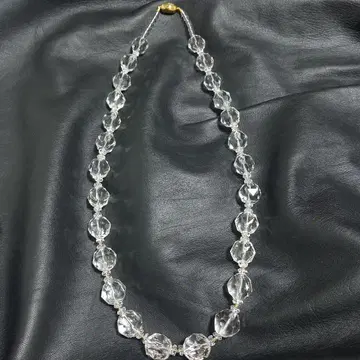 대형 거울컷 수정 크리스탈 비즈 목걸이 실버 골드 코팅