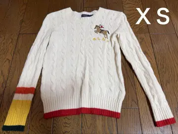 폴로 랄프로렌 긴팔 니트 케이블 니트 xs 화이트 캐시미어 포니