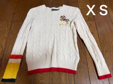 폴로 랄프로렌 긴팔 니트 케이블 니트 xs 화이트 캐시미어 포니
