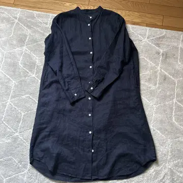 MUJI 린넨 네이비 셔츠 원피스 L 사이즈