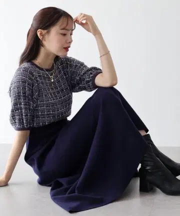 블루이스트 트위드 니트 원피스