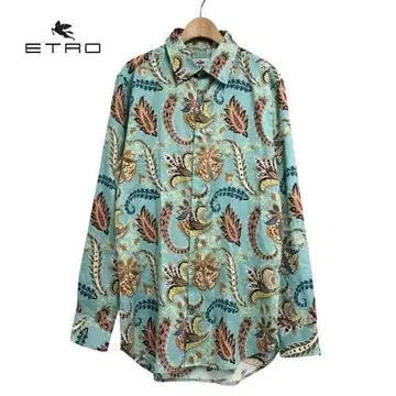 미사용 새상품 ETRO (에트로) 플로럴 페이즐리 셔츠 40 블루 계열