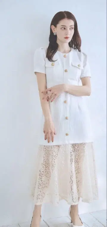 Dinoble 2way 트위드 레이스 원피스 WH M 사이즈