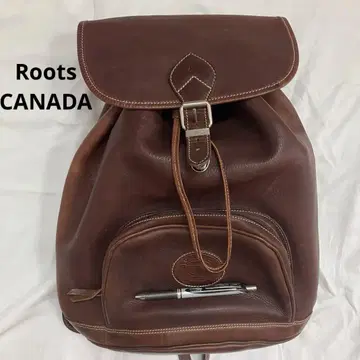 레어  Roots CANADA 백팩 가죽 천연 가죽 다크 브라운