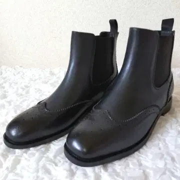 천연 가죽 사이드 고어 부츠 블랙 윙 칩 23.5cm 새상품급
