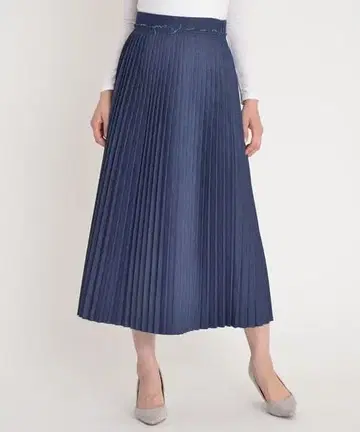 야눅 데님 플리츠 스커트